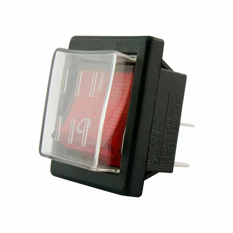 Клавишный переключатель YL208-01 вкл-откл 2 гр. конт. черн./красн. влагозащ. (30шт/упак) ЭНЕРГИЯ