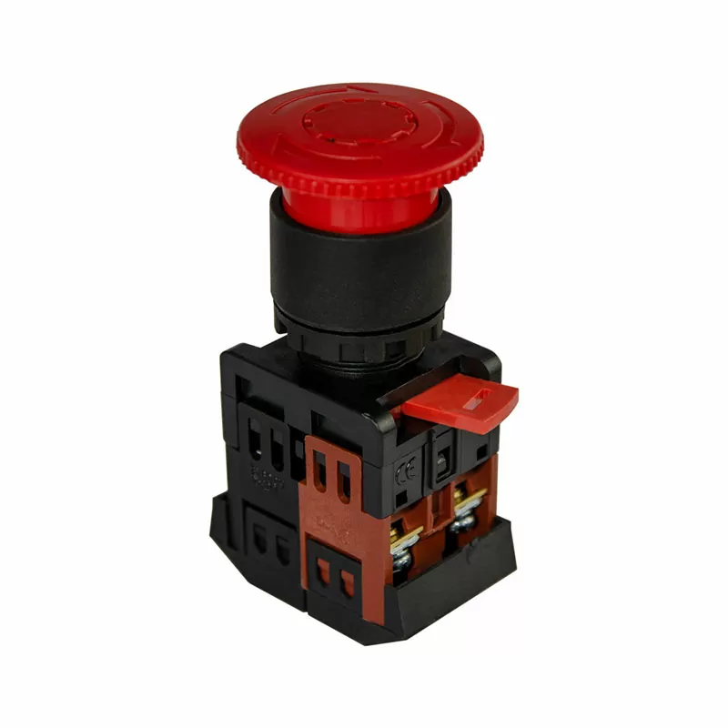 Кнопка AE-22 d22мм Грибок с фиксацией красная 1НО+1НЗ ЭНЕРГИЯ