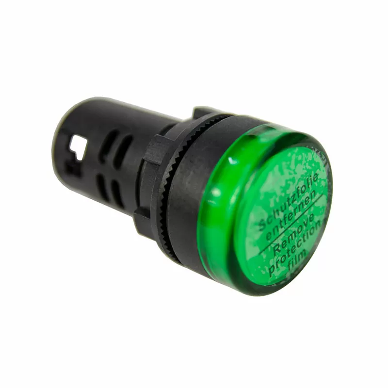 Лампа сигнальная AD22-22D d22мм зеленая LED 24В AC/DC цилиндр ЭНЕРГИЯ