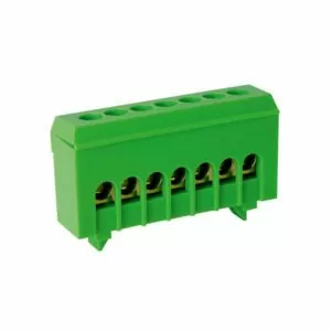 Шина нулевая TS-0609H 6х9  7 отв. в корпусном DIN-изоляторе зел. ЭНЕРГИЯ
