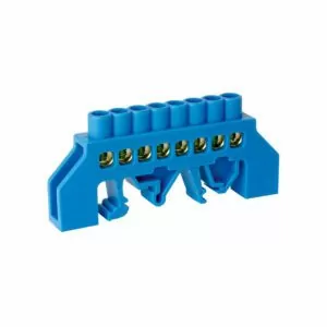 Шина нулевая TS-0609K 6х9  8 отв. в комбинированном DIN-изоляторе "стойка" син. ЭНЕРГИЯ