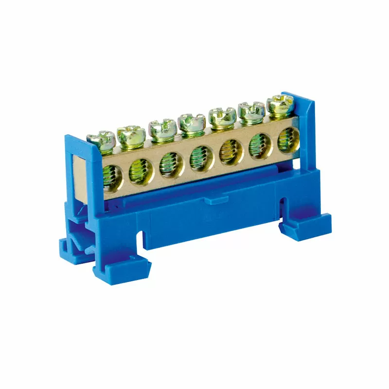 Шина нулевая TS-0609F 6х9  7 отв. на DIN-изоляторе "стойка" син. ЭНЕРГИЯ