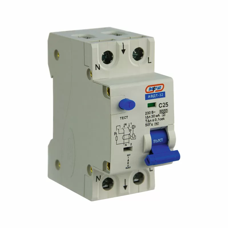 Дифференциальный автомат АВДТ-32 1P+N 25А (С) 30мА (AC) 6кА ЭНЕРГИЯ