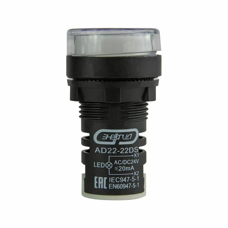 Лампа сигнальная AD22-22D d22мм белая LED 24В AC/DC цилиндр ЭНЕРГИЯ — изображение 3