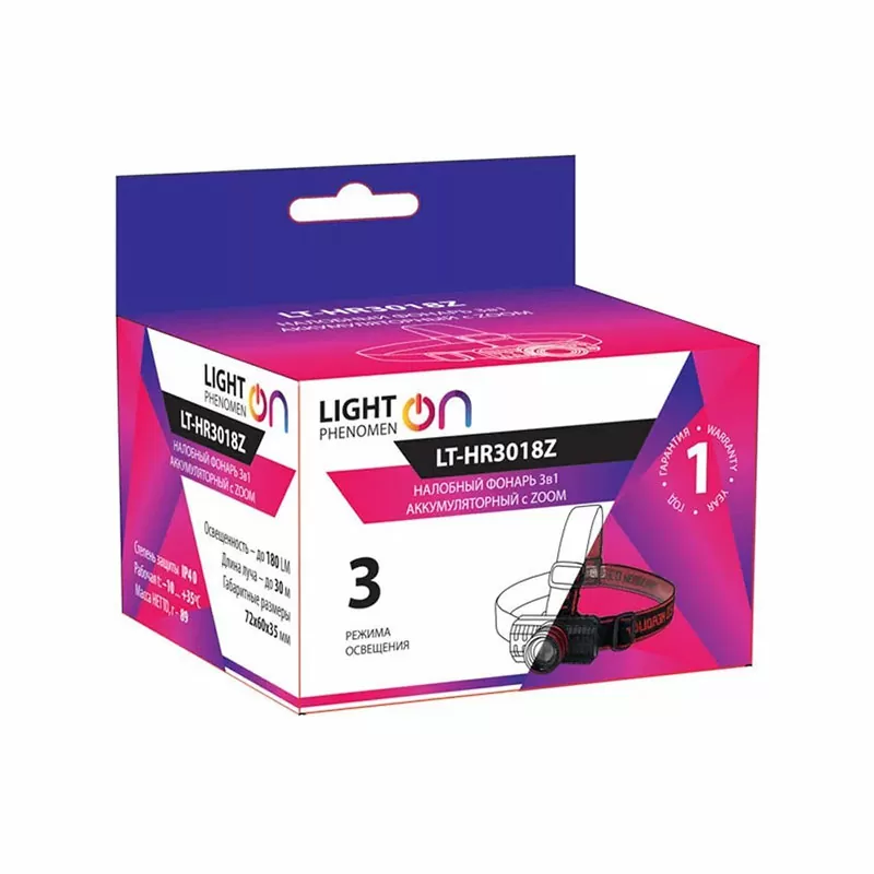 Налобный фонарь 3в1 аккумуляторный с zoom LT-HR3018Z — изображение 2