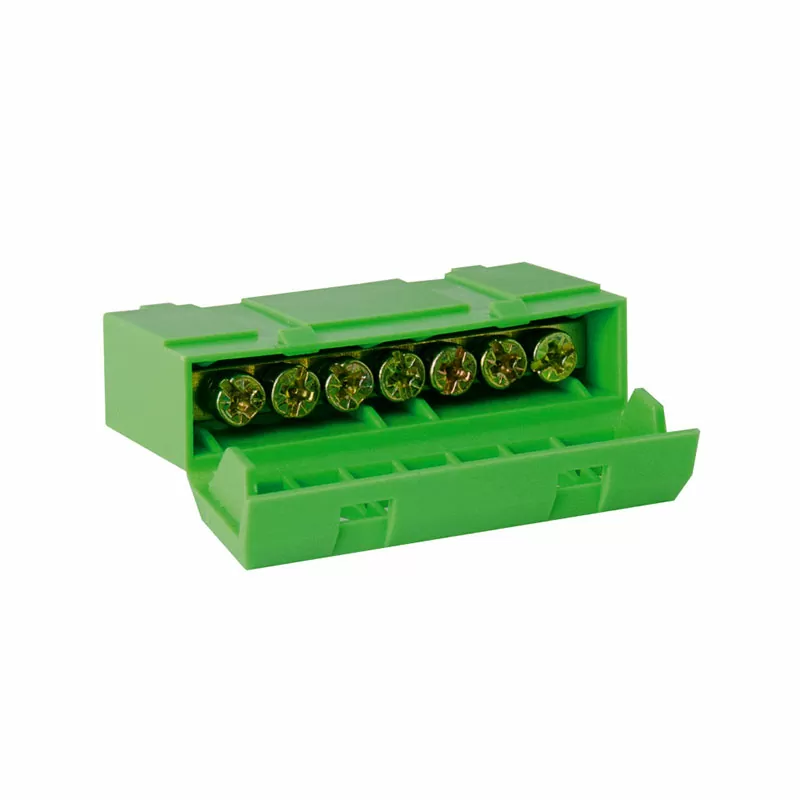 Шина нулевая TS-0609H 6х9  7 отв. в корпусном DIN-изоляторе зел. ЭНЕРГИЯ — изображение 2