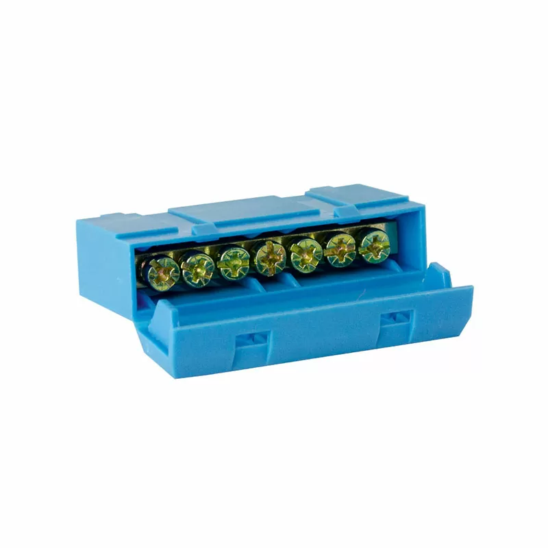 Шина нулевая TS-0609H 6х9  7 отв. в корпусном DIN-изоляторе син. ЭНЕРГИЯ — изображение 2