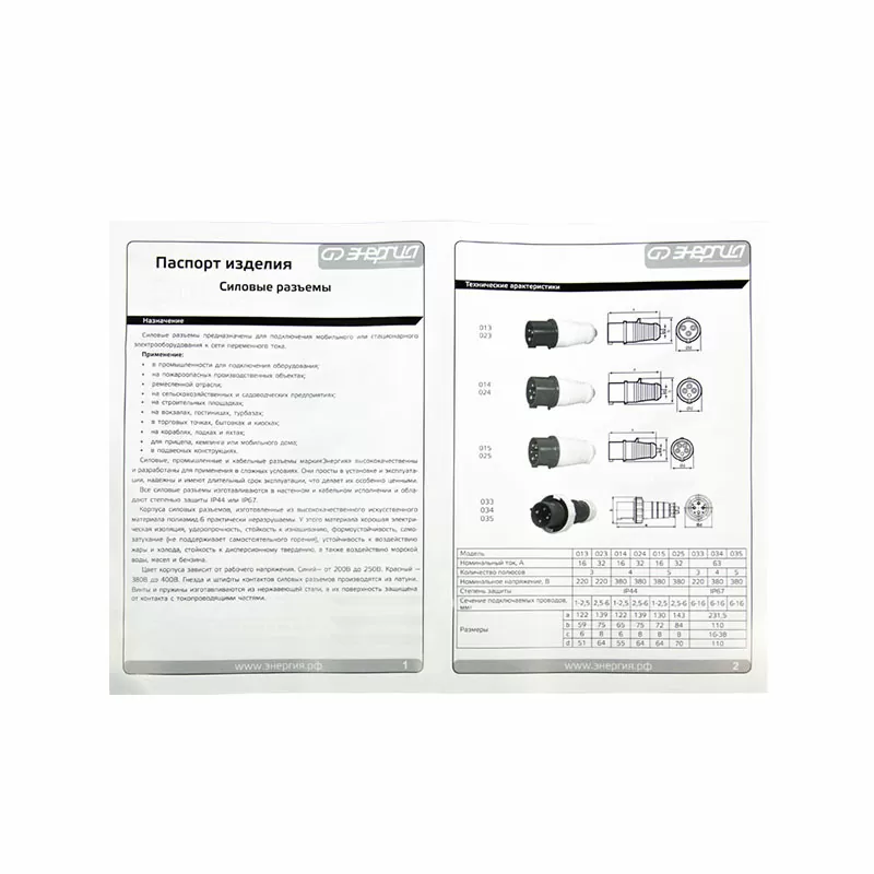 Вилка переносная TS-024 3P+PE 32А 400В IP44 ЭНЕРГИЯ — изображение 5