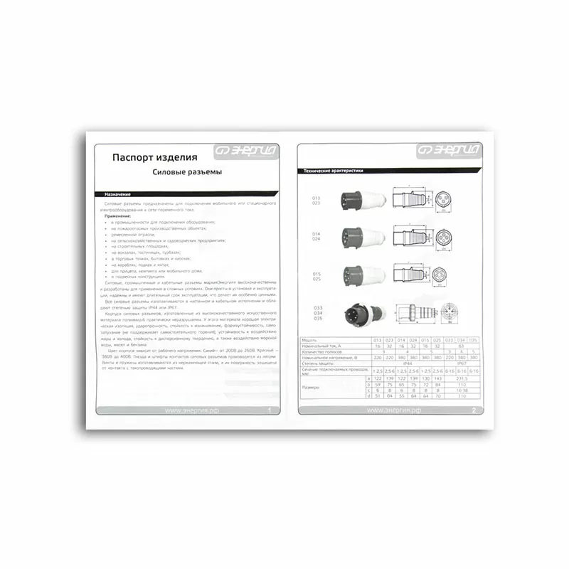 Вилка переносная TS-015 3P+PE+N 16А 400В IP44 ЭНЕРГИЯ — изображение 5