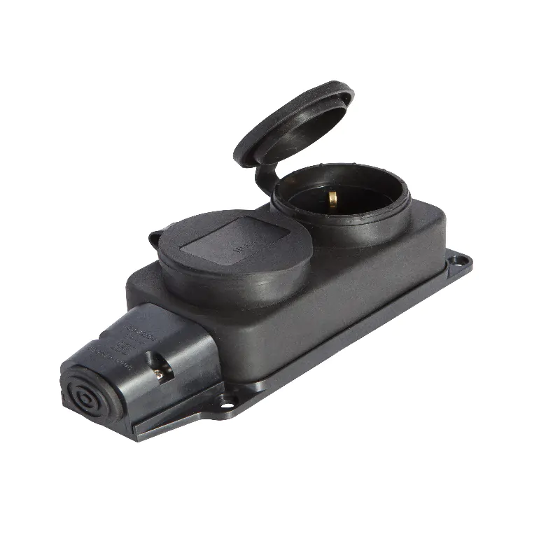 Розеточный блок двухместный с крышками (каучук)